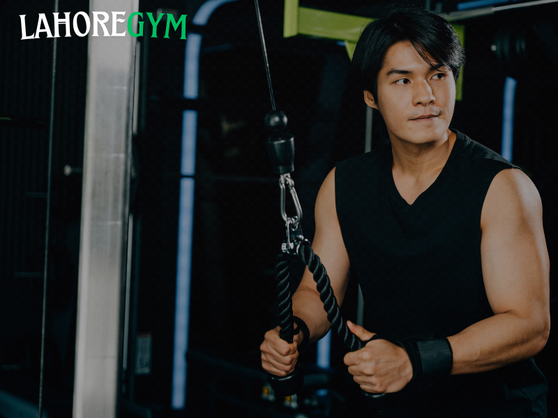 Man training hard at the gym to build muscle faster