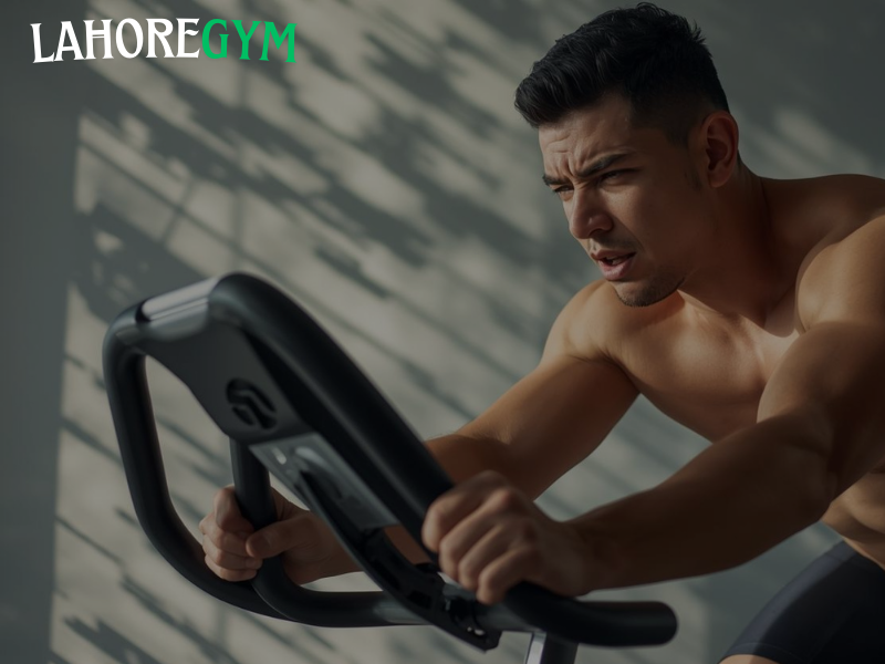 Woman doing a bicycle workout for weight loss with 7 rides to burn fat and boost fitness results